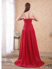 Cheap Sweetheart Wine Red Chiffon High-low Prom Dress