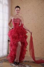 High-low Design Carmine Red Prom 2014 Dress Discount