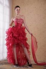 High-low Design Carmine Red Prom 2014 Dress Discount