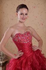 High-low Design Carmine Red Prom 2014 Dress Discount