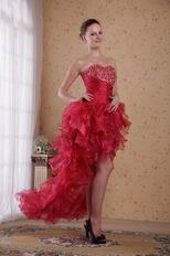 High-low Design Carmine Red Prom 2014 Dress Discount