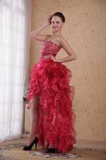 High-low Design Carmine Red Prom 2014 Dress Discount