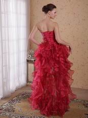 High-low Design Carmine Red Prom 2014 Dress Discount