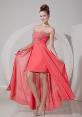 Discount High-low Watermelon Prom Dress With Beading