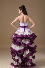 White And Purple Women First Choice High-low Prom Dress