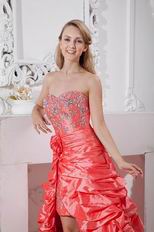 Crystal Asymmetrical Buy Coral Pink Pageant Evening Dress