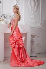 Crystal Asymmetrical Buy Coral Pink Pageant Evening Dress