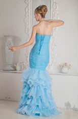 Luxurious Corset Back Aqua High Low Mermaid Party Dress