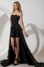 Detachable High Low Black Prom Dress By Top Designer