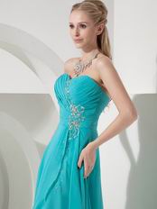 Turquoise Sweetheart High-low Prom Dress Made By Chiffon