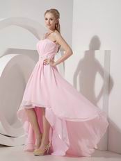 Baby Pink Strapless High-low Prom Dress With Beading