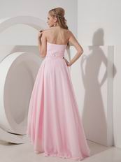 Baby Pink Strapless High-low Prom Dress With Beading