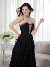 Black High-low Skirt Prom Dress Wear To 2014 Prom Season