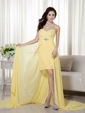 Popular Designer Pale Goldenrod High-low Prom Dress Chiffon