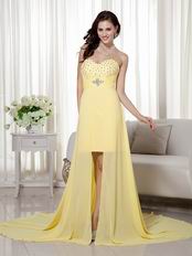 Popular Designer Pale Goldenrod High-low Prom Dress Chiffon