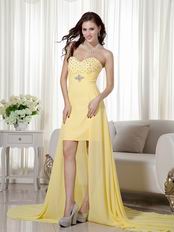 Popular Designer Pale Goldenrod High-low Prom Dress Chiffon