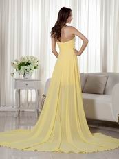 Popular Designer Pale Goldenrod High-low Prom Dress Chiffon