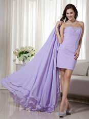Designer Lavender Prom Dress With Detachable High Low Skirt