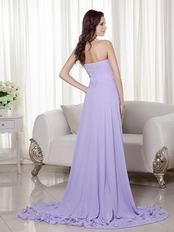 Designer Lavender Prom Dress With Detachable High Low Skirt