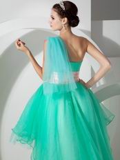 High Low Vivid Spring Green Prom Dress With Flowers