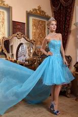 Cheap Sweetheart Aqua Blue High-low Prom Party Dress