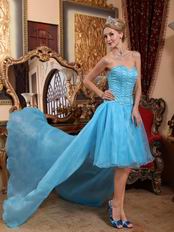 Cheap Sweetheart Aqua Blue High-low Prom Party Dress
