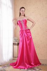 Floor Length Deep Pink Dress For Evening Women Decent