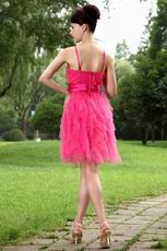 Spaghetti Strap Ruffled Skirt Hot Pink Cocktail Dress Code
