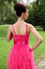 Spaghetti Strap Ruffled Skirt Hot Pink Cocktail Dress Code