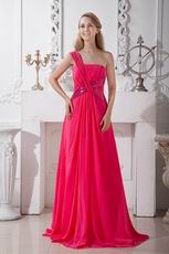 One Shoulder Red Chiffon Formal Evening For Juniors