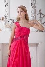 One Shoulder Red Chiffon Formal Evening For Juniors