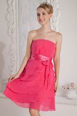 Lovely Strapless Hot Pink Layers Skirt Sweet 16 Party Dress