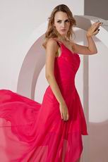 Sexy One Shoulder High Low Hot Pink Celebrity Dress