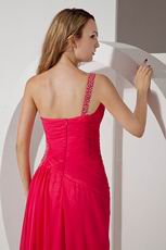 Sexy One Shoulder High Low Hot Pink Celebrity Dress