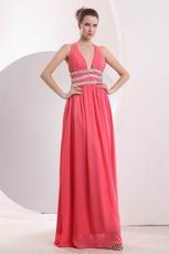 Halter V neck Watermelon Splite Formal Dress In Maryland