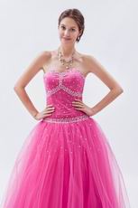 Fuchsia Sweetheart A-line Prom Ball Gown With Beading