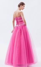 Fuchsia Sweetheart A-line Prom Ball Gown With Beading