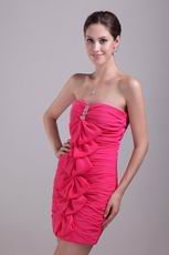 Hot Pink Strapless Mini-length Chiffon Dress Bridesmaid