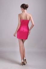 Hot Pink Strapless Mini-length Chiffon Dress Bridesmaid