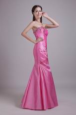 2013 Rose Pink Taffeta Evening Dress With Rhinestone