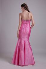 2013 Rose Pink Taffeta Evening Dress With Rhinestone