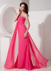 One Shoulder Hot Pink Column Skirt La Femme Prom Dresses