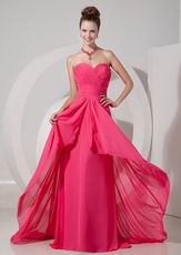 Ruched Sweetheart Hot Pink Chiffon 2013 Top Designer Prom Dress