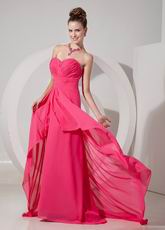 Ruched Sweetheart Hot Pink Chiffon 2013 Top Designer Prom Dress