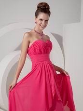 Ruched Sweetheart Hot Pink Chiffon 2013 Top Designer Prom Dress