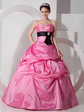 Sweetheart Quinceanea Dress Hot Pink Dress With Black Sash