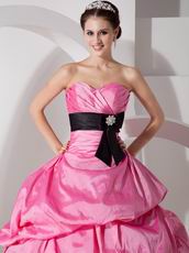 Sweetheart Quinceanea Dress Hot Pink Dress With Black Sash