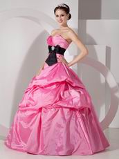 Sweetheart Quinceanea Dress Hot Pink Dress With Black Sash