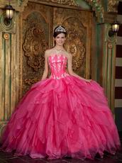 Gorgeous Strapless Hot Pink Quinceanera Dress For Cheap