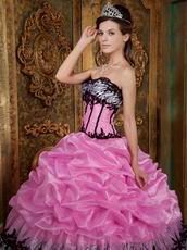 Pink Layers Skirt With Zebra Fabric Quinceanera Dress Cheap